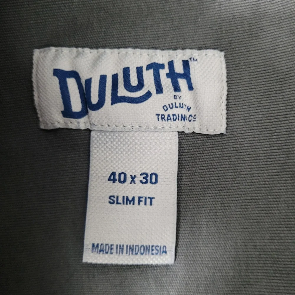 Duluth Trading Mens Pants‎ 40x30 Gray Green Flex Fire Hose Slim Fit Work Canvas